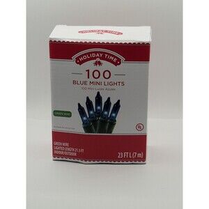 Holiday Time 300 Blue Mini Lights Green Wire Christmas Indoor/Outdoor NIB